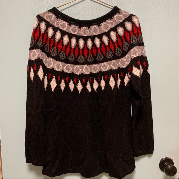 5for20 Allison Daley petite black white & red ski knit Christmas sweater - Picture 5 of 8